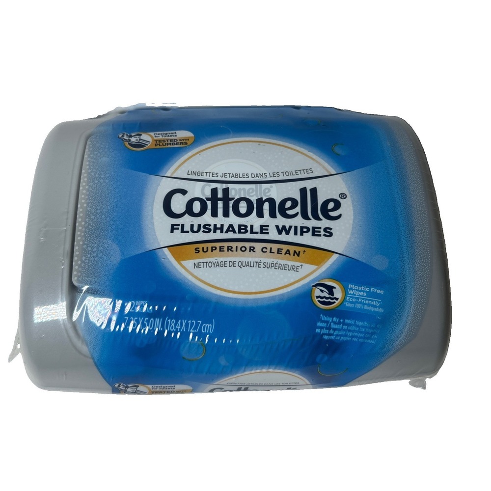 Cottonelle Flushable Wipes Fresh Care Hard Gray Container Refillable Tub NOS